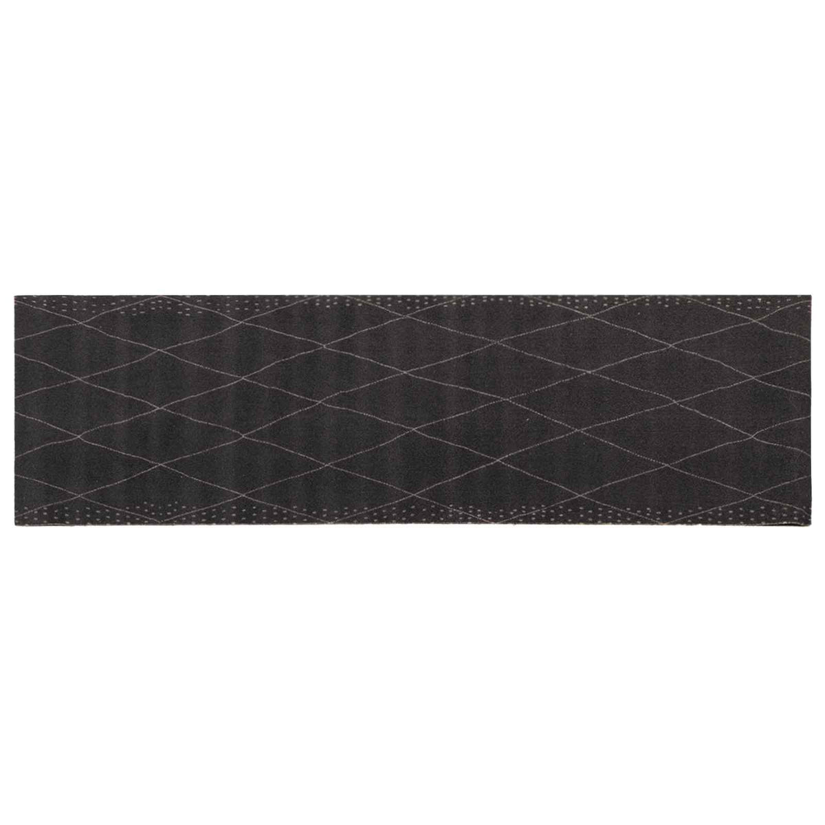Kitchen Rug Anthracite Checkered 300 x 60 cm 100% Polyamide