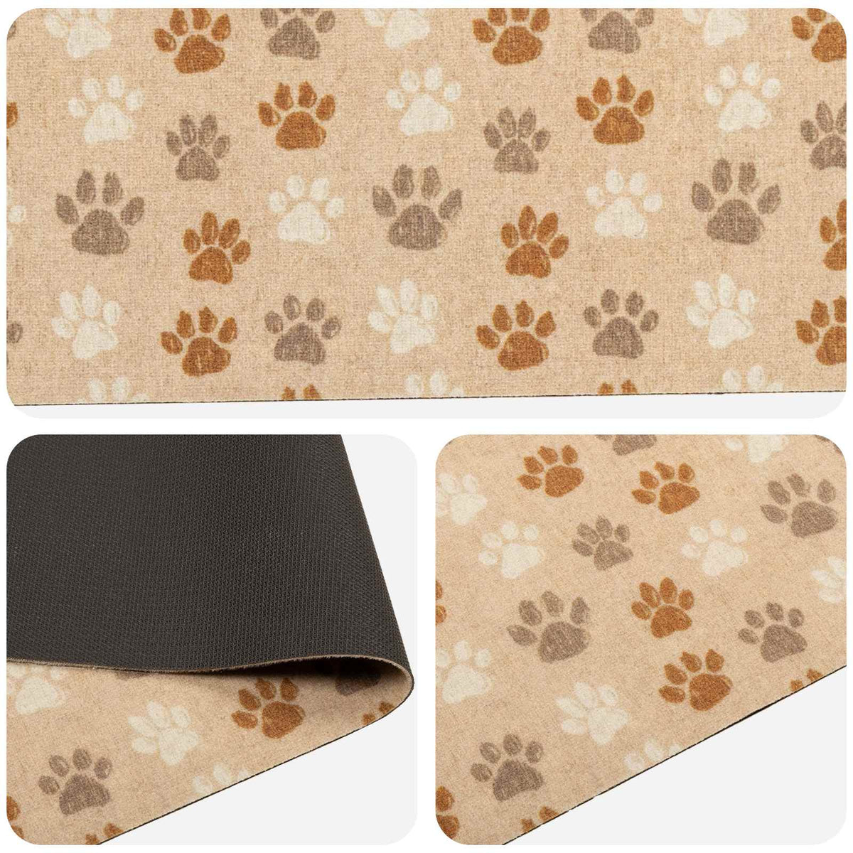 Kitchen Rug Beige Paws 180 x 60 cm 100% Polyamide Washable