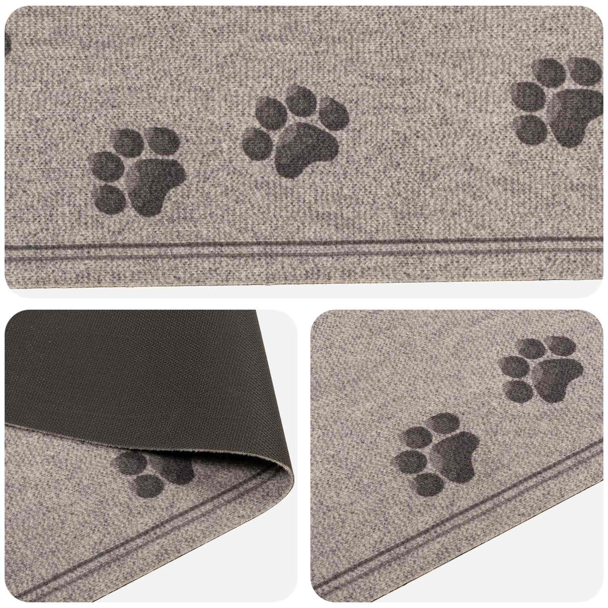 Kitchen Rug Grey Paws 300 x 60 cm 100% Polyamide Washable