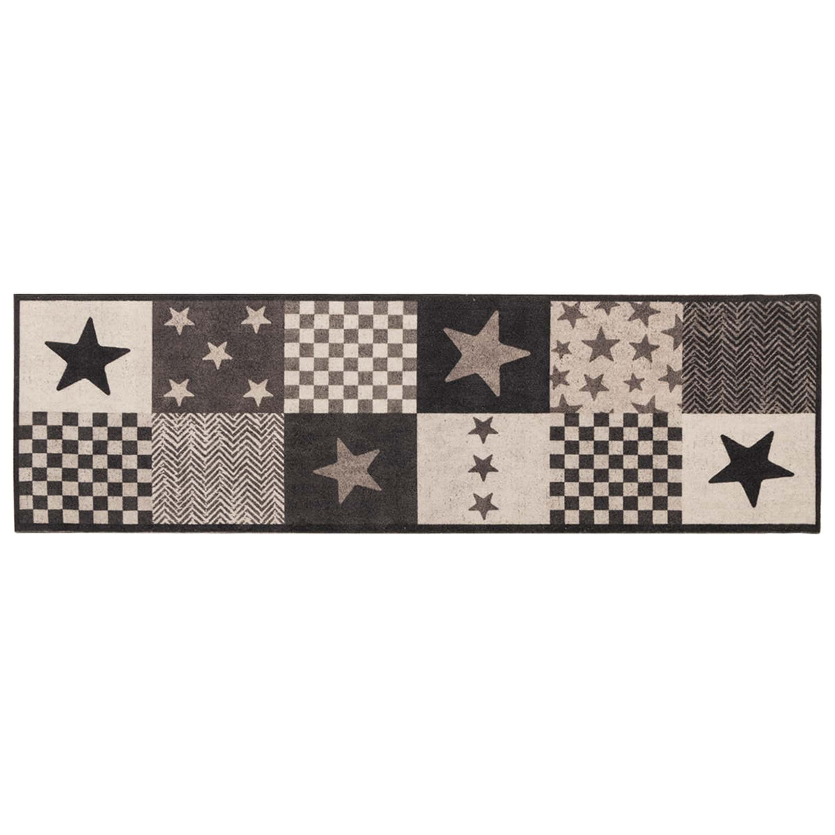 Kitchen Rug Grey Stars 300 x 60 cm 100% Polyamide Washable