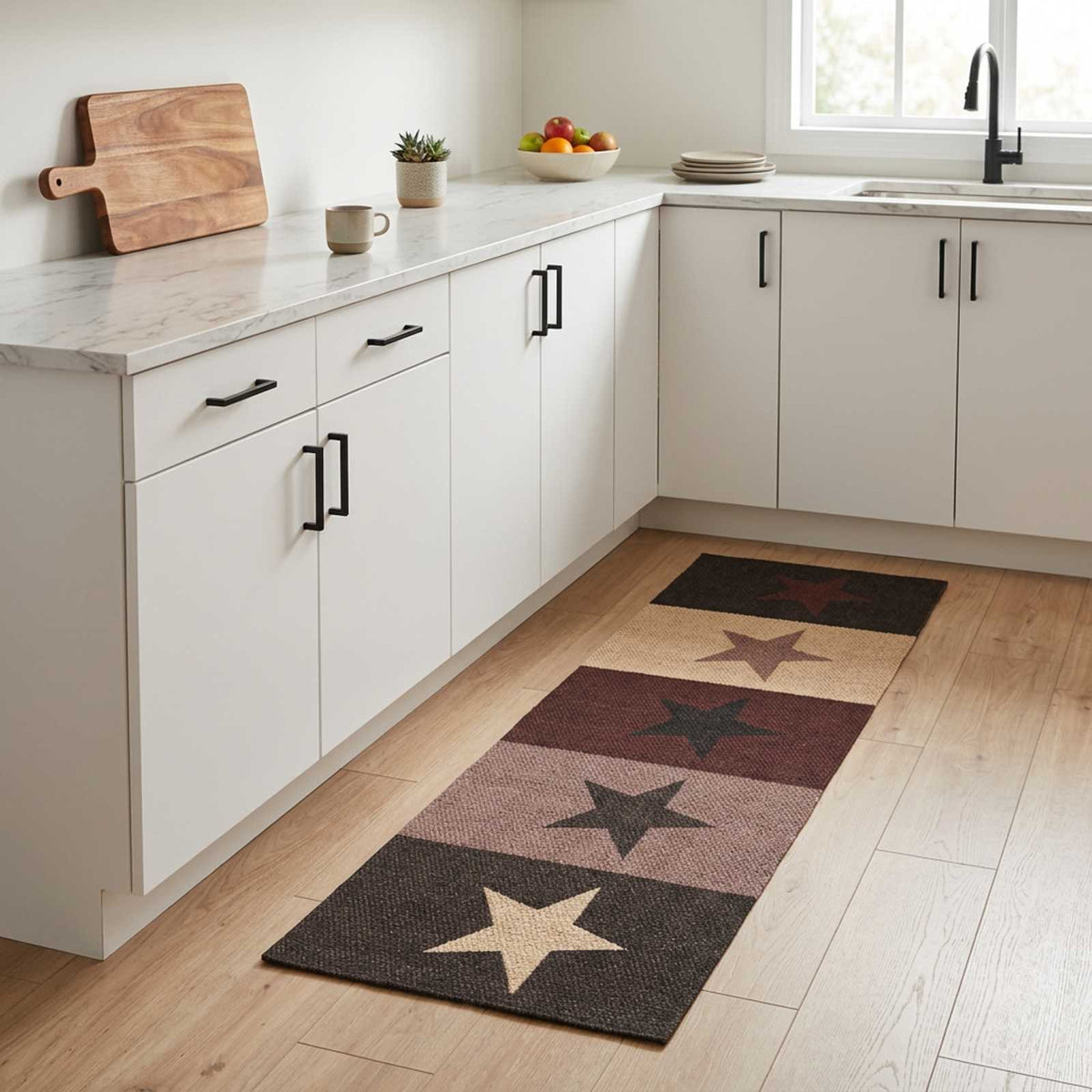 Kitchen Rug Red Stars 300 x 60 cm 100% Polyamide Washable