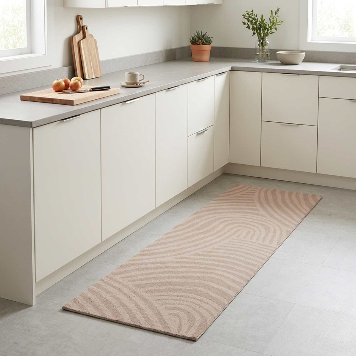 Kitchen Rug Taupe Scandinavian 180 x 60 cm 100% Polyamide