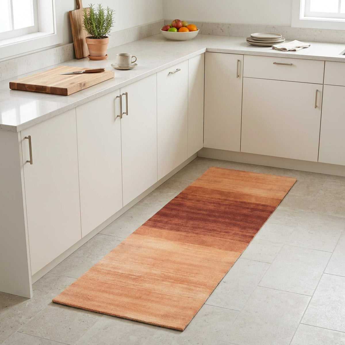 Kitchen Rug Orange Shade 150 x 45 cm 100% Polyamide Washable