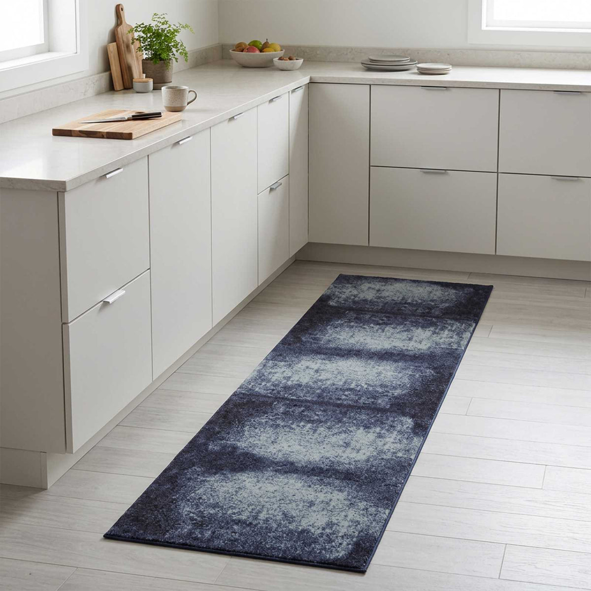 Kitchen Rug Blue Shade 150 x 45 cm 100% Polyamide Washable