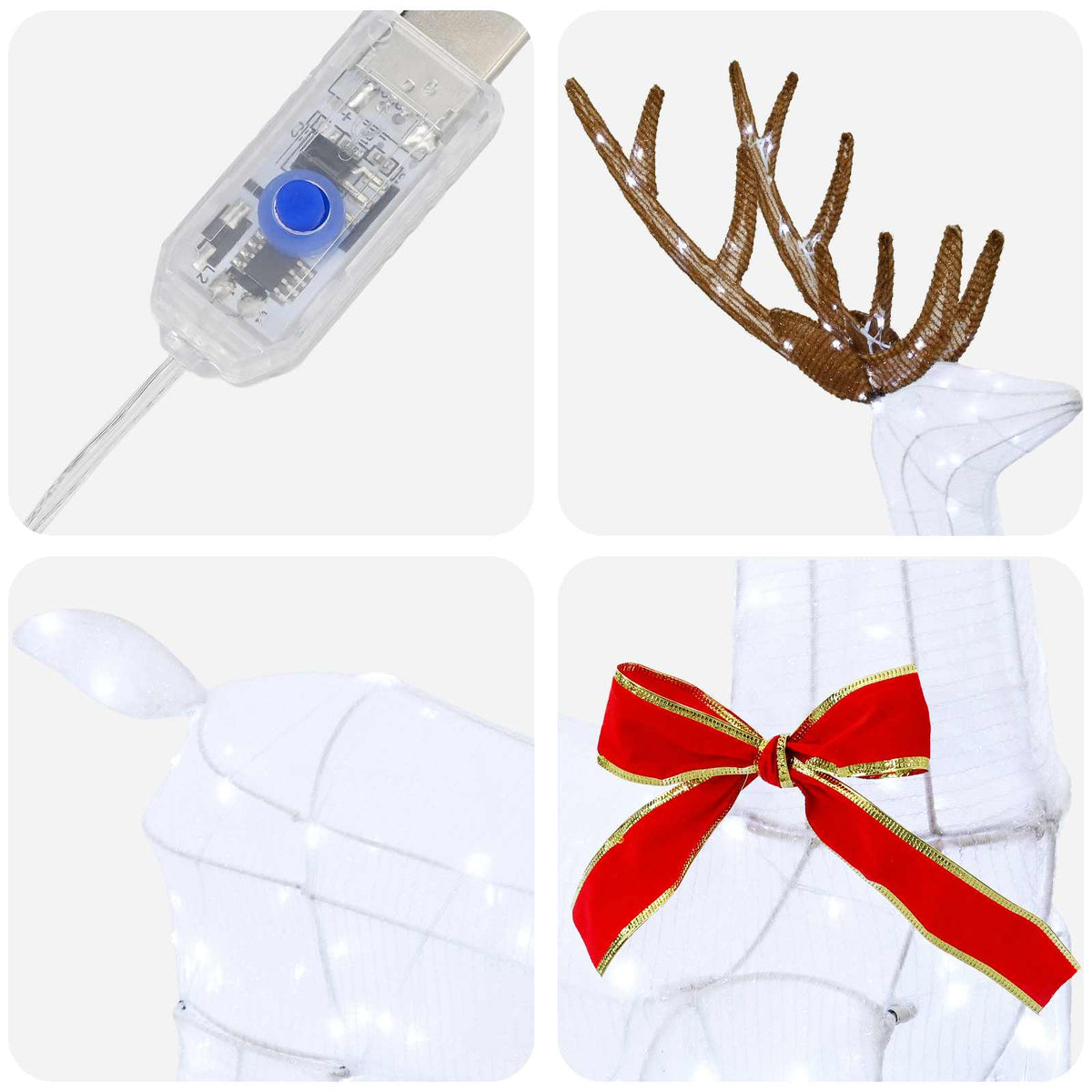 3D Christmas Reindeer LOVIISA 140 LEDs Cold White