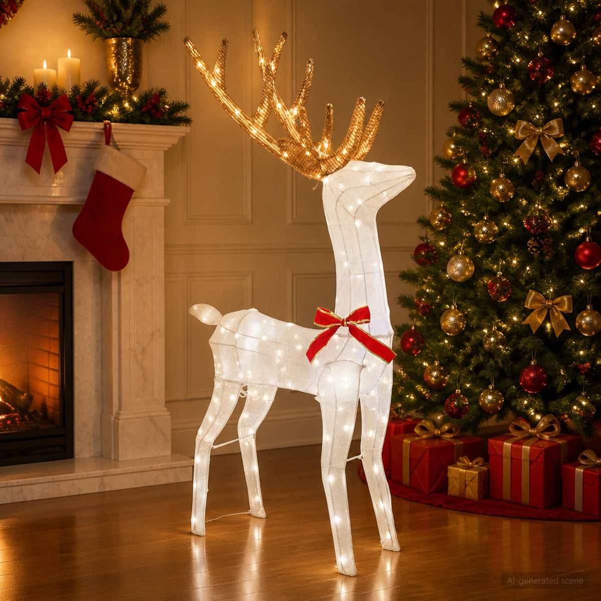 3D Christmas Reindeer LOVIISA 140 LEDs Cold White