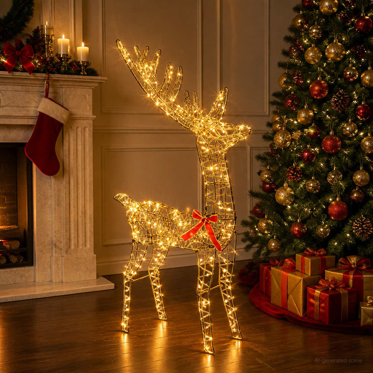3D Christmas Reindeer LOVIISA 300 LEDs Warm White