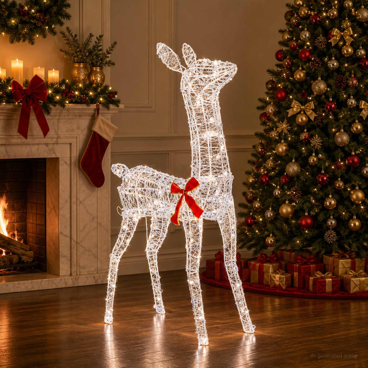 3D Christmas Reindeer LOVIISA 110 LEDs Cold White