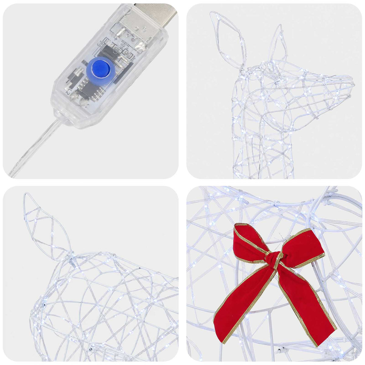 3D Christmas Reindeer LOVIISA 285 LEDs Cold White