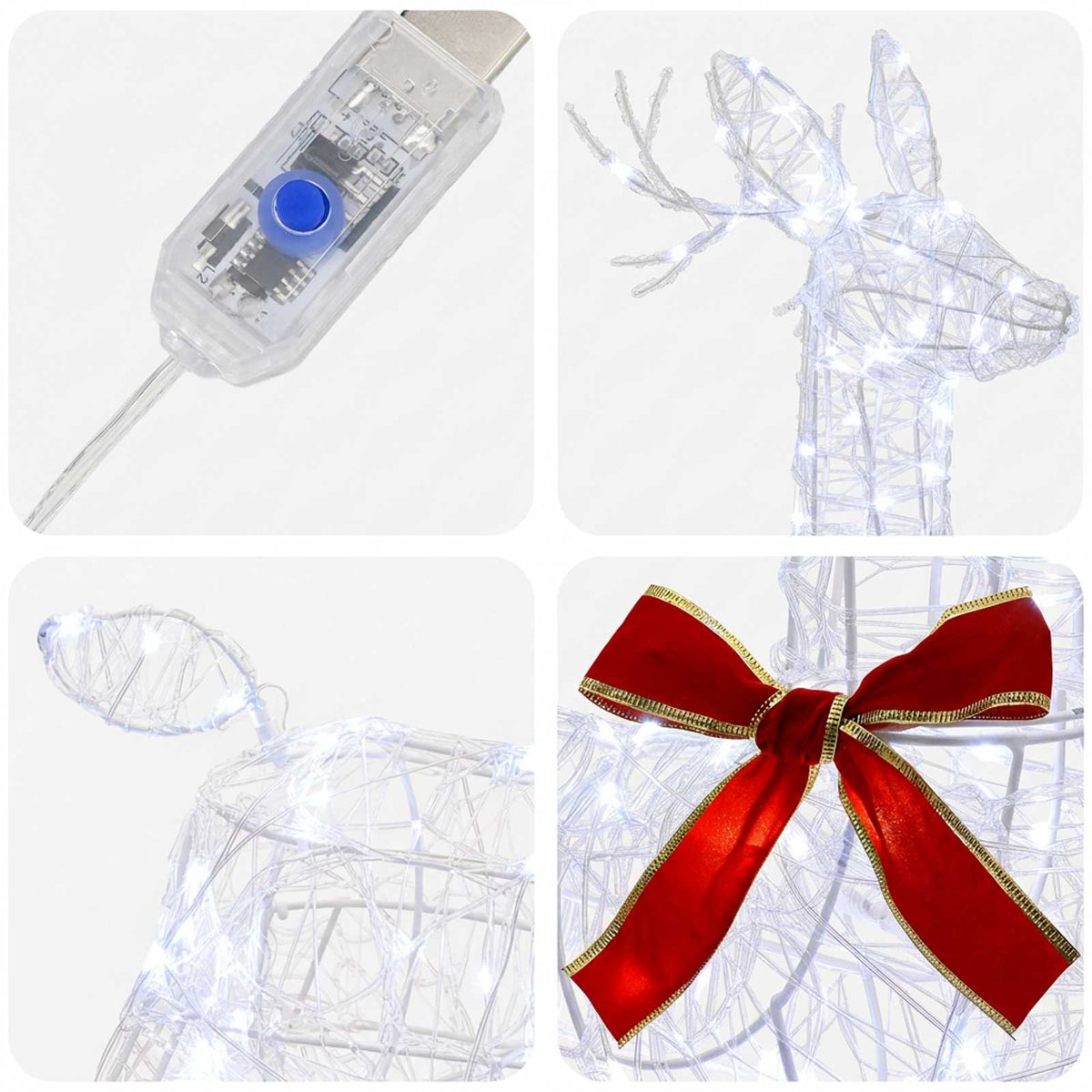 3D Christmas Reindeer LOVIISA 140 LEDs Cold White