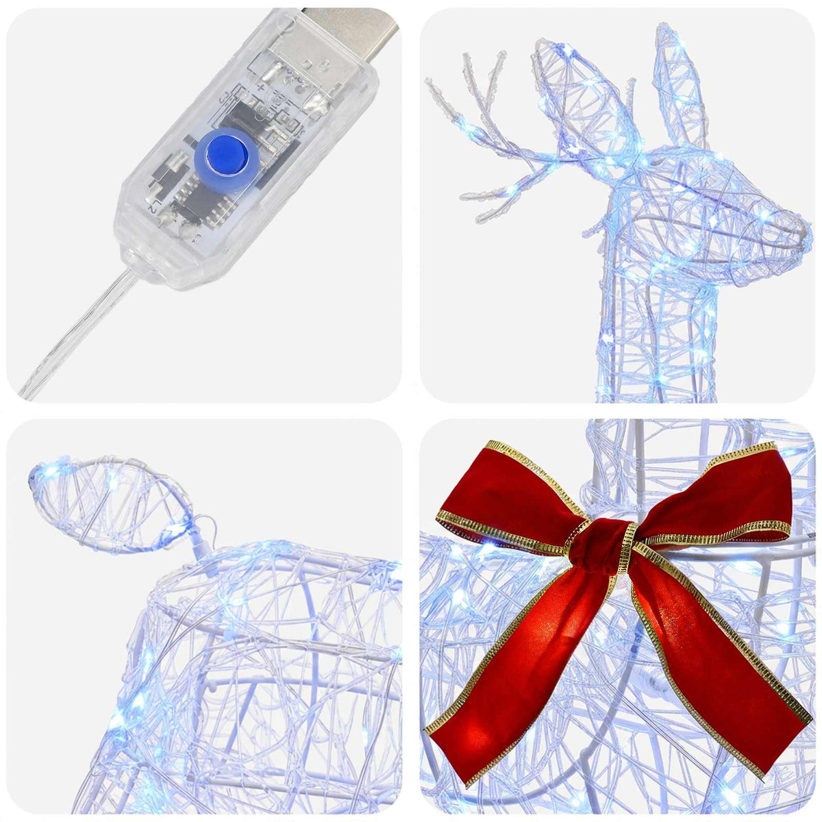 3D Christmas Reindeer LOVIISA 140 LEDs Blue 55 x 22 x 63 cm