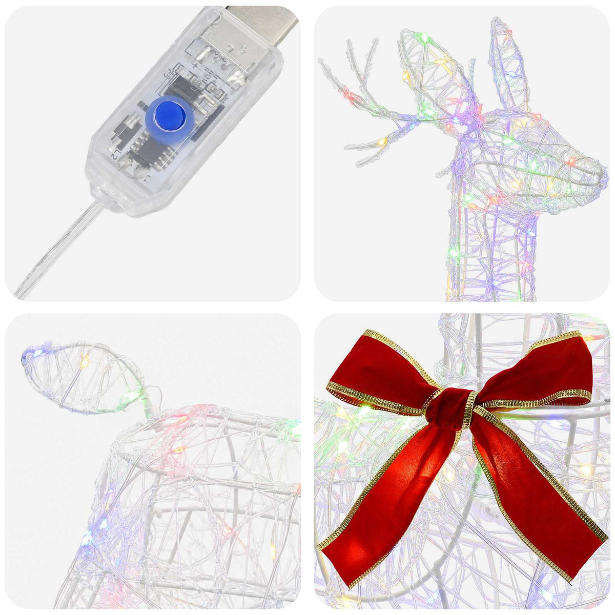 3D Christmas Reindeer LOVIISA 140 LEDs Multicolour