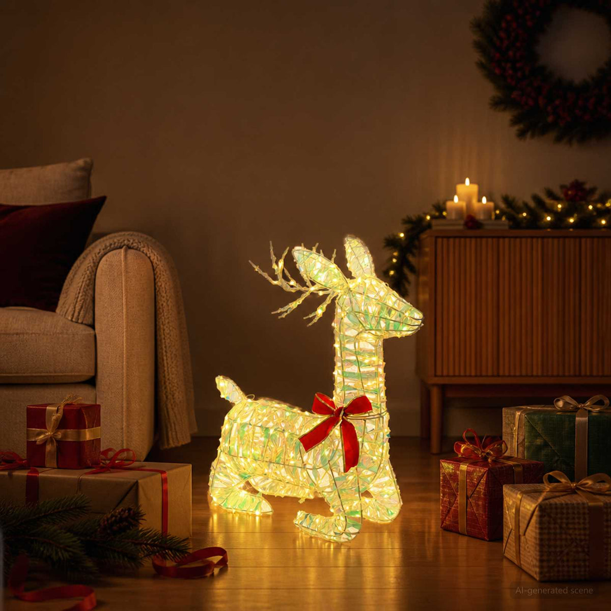 3D Christmas Reindeer LOVIISA 140 LEDs Warm White