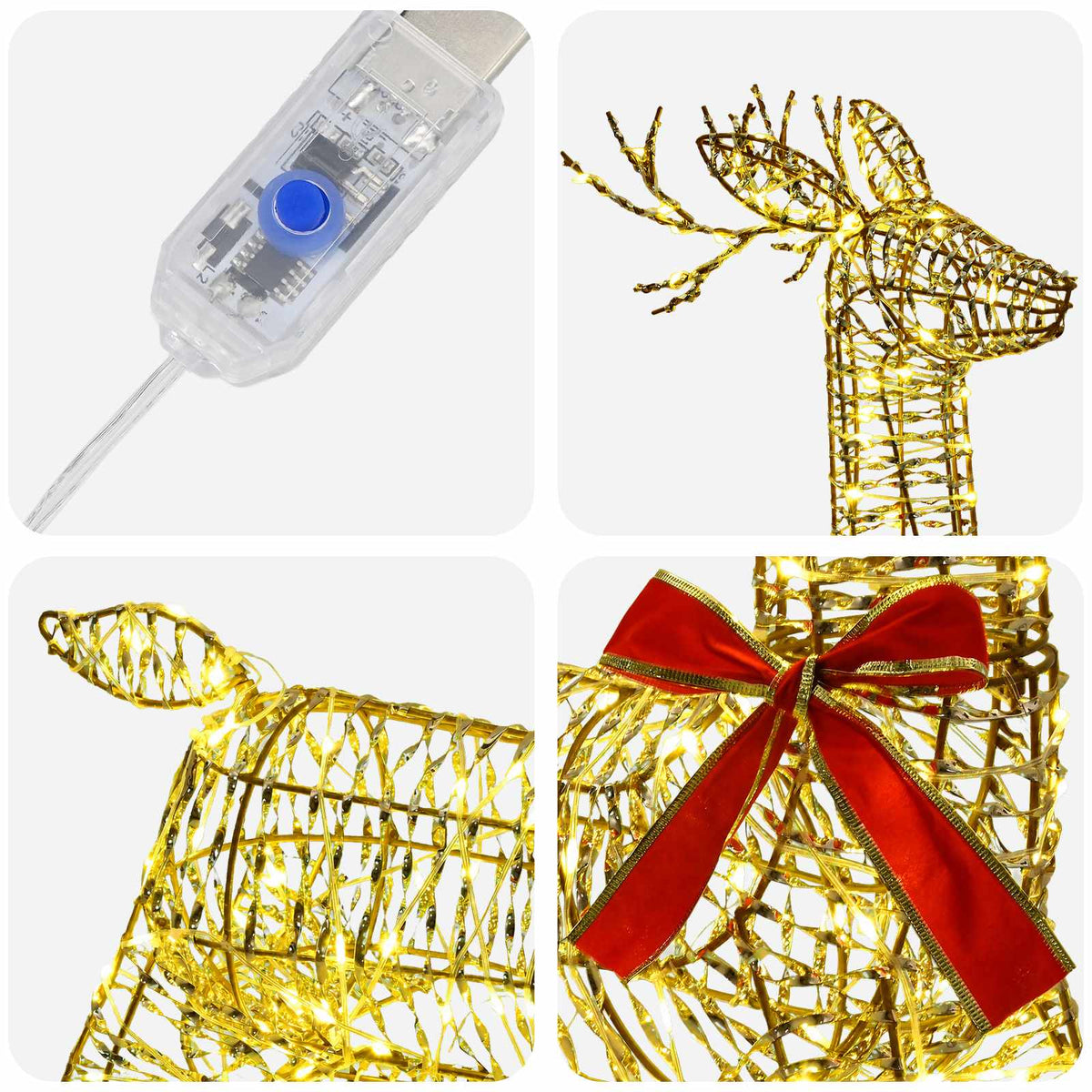 3D Christmas Reindeer LOVIISA 140 LEDs Warm White