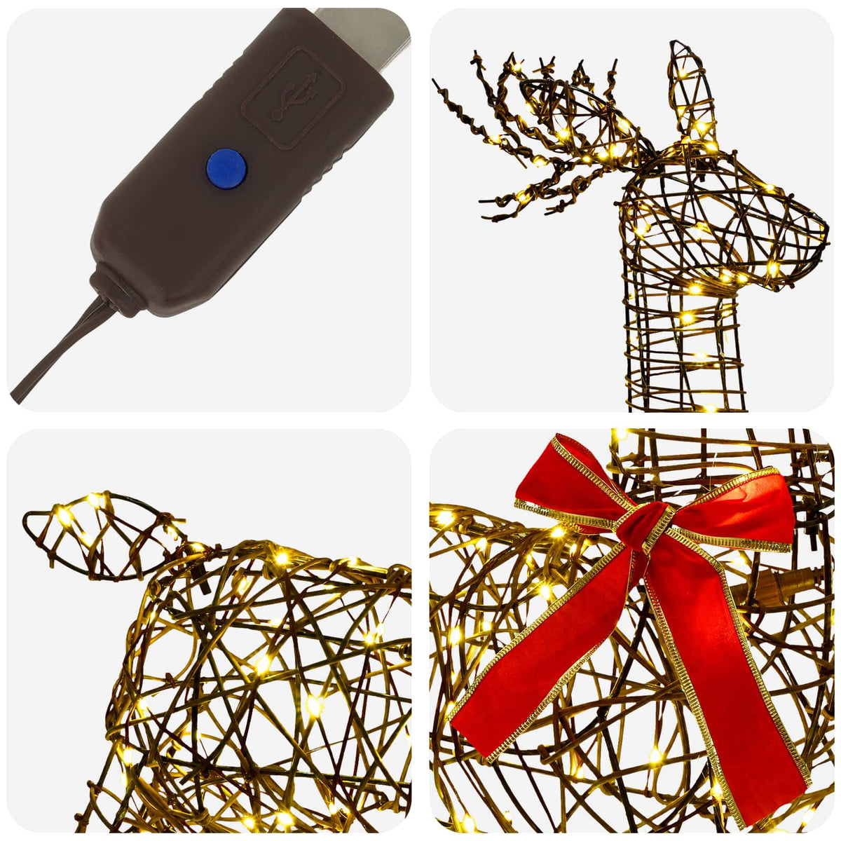 3D Christmas Reindeer LOVIISA 140 LEDs Warm White