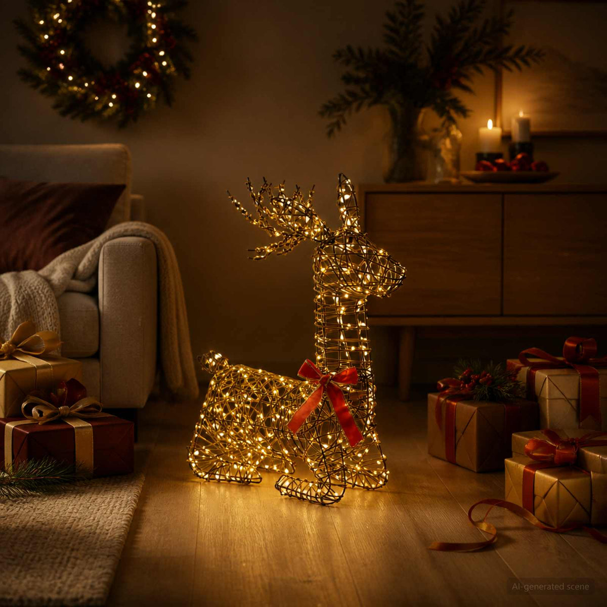 3D Christmas Reindeer LOVIISA 140 LEDs Warm White