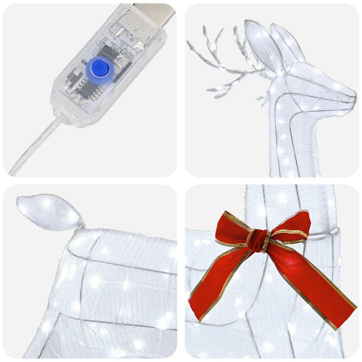 3D Christmas Reindeer LOVIISA 140 LEDs Cold White