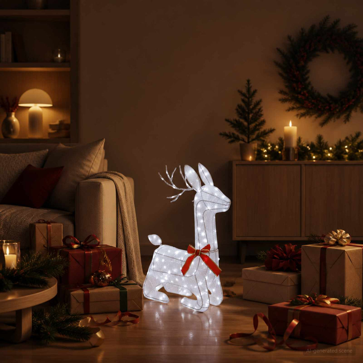 3D Christmas Reindeer LOVIISA 140 LEDs Cold White