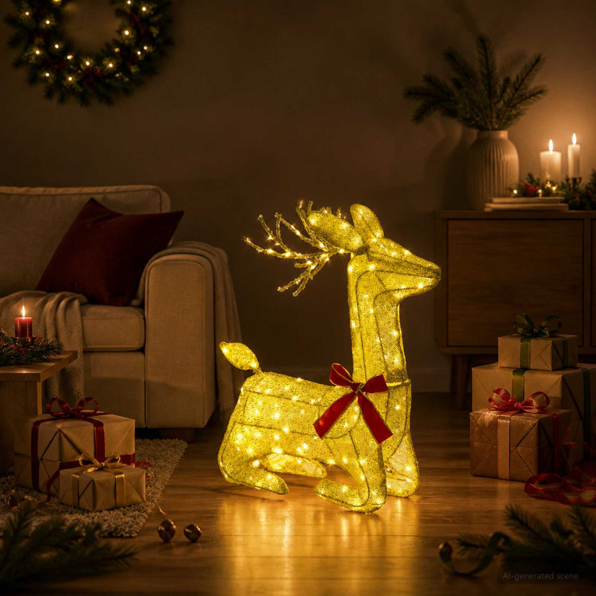 3D Christmas Reindeer LOVIISA 140 LEDs Warm White