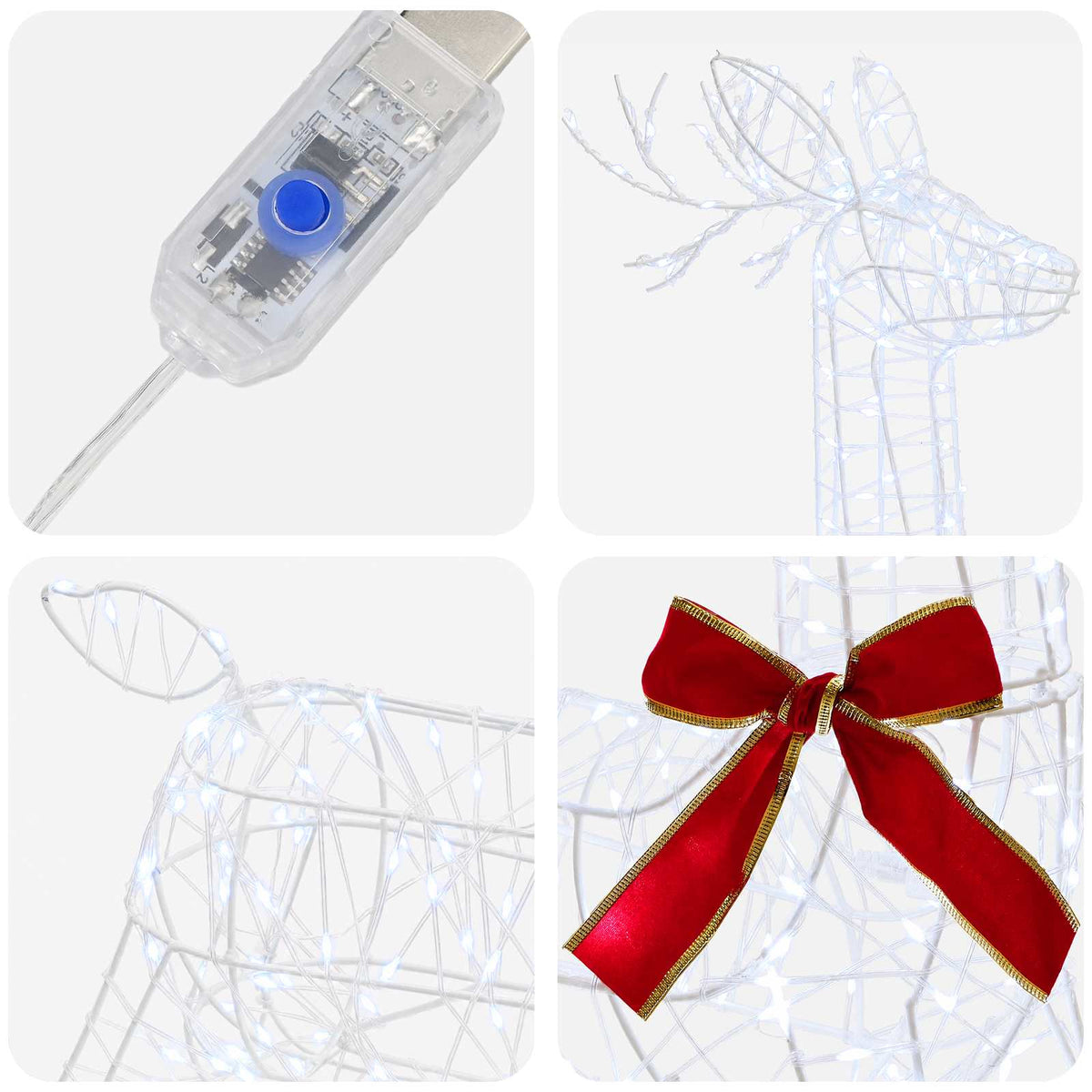 3D Christmas Reindeer LOVIISA 280 LEDs Cold White