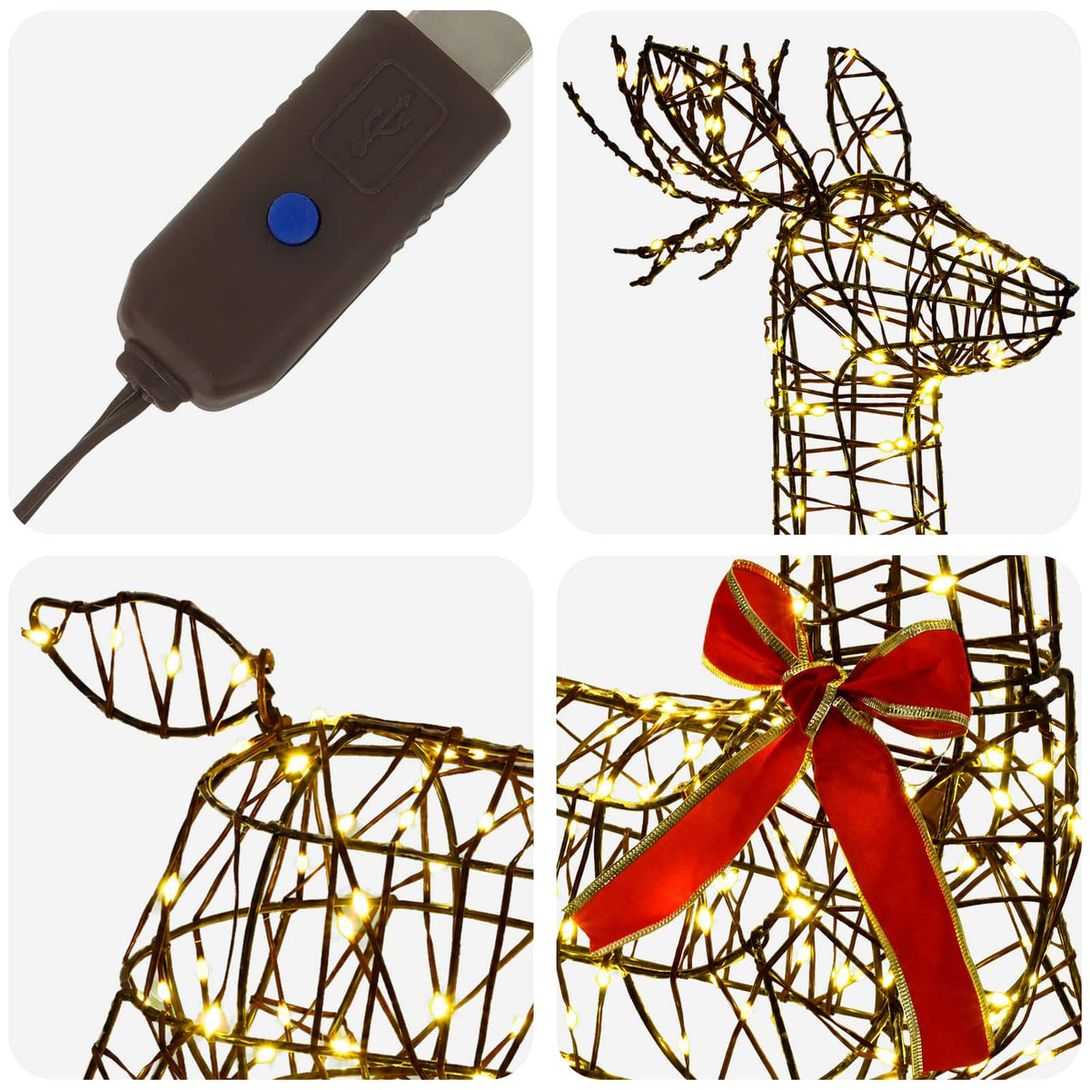 3D Christmas Reindeer LOVIISA 280 LEDs Warm White