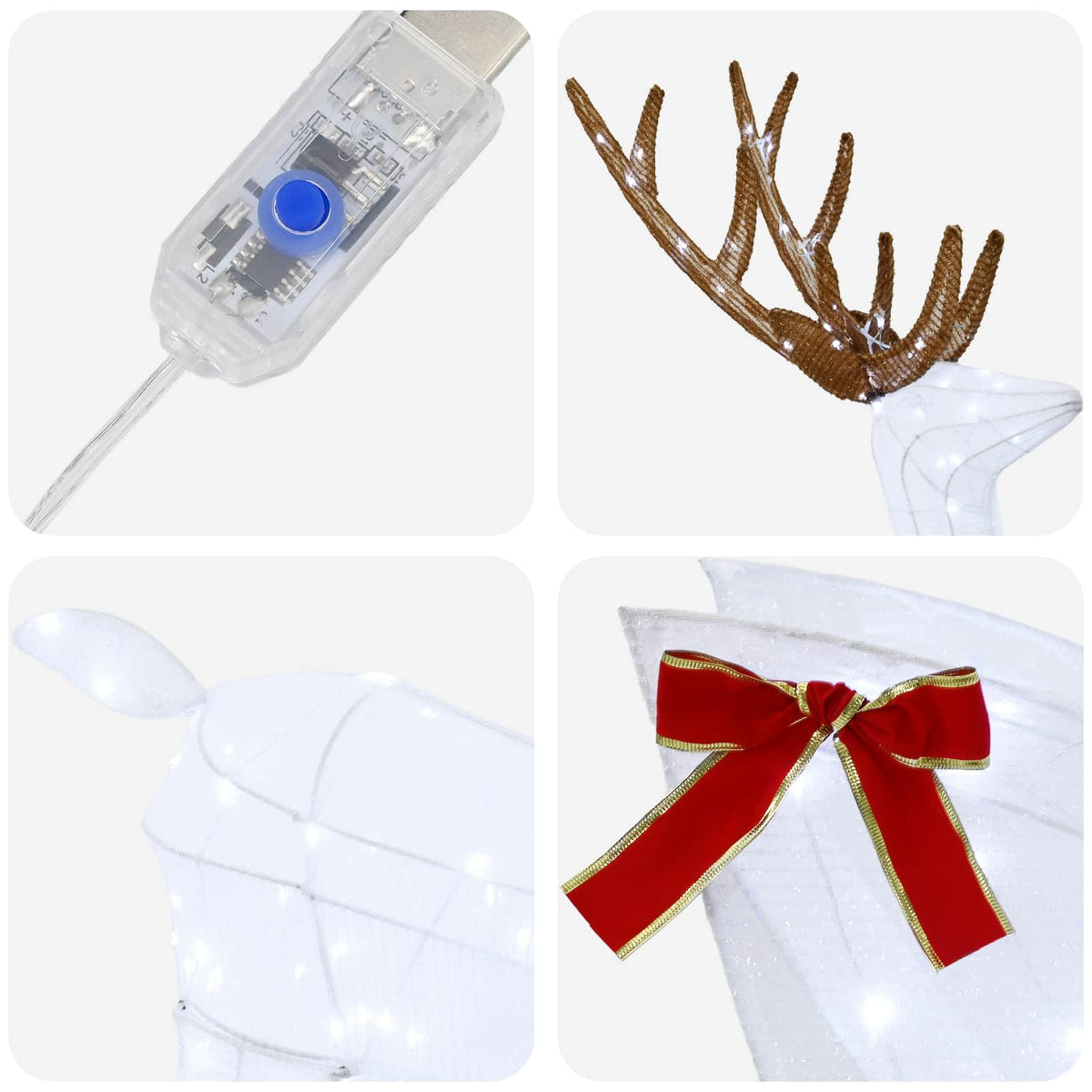 Reindeer Pull Sleigh LOVIISA 2 pcs 200 LEDs Cold White