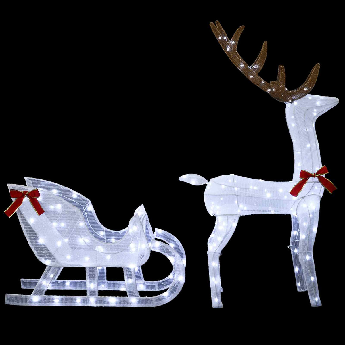 Reindeer Pull Sleigh LOVIISA 2 pcs 200 LEDs Cold White