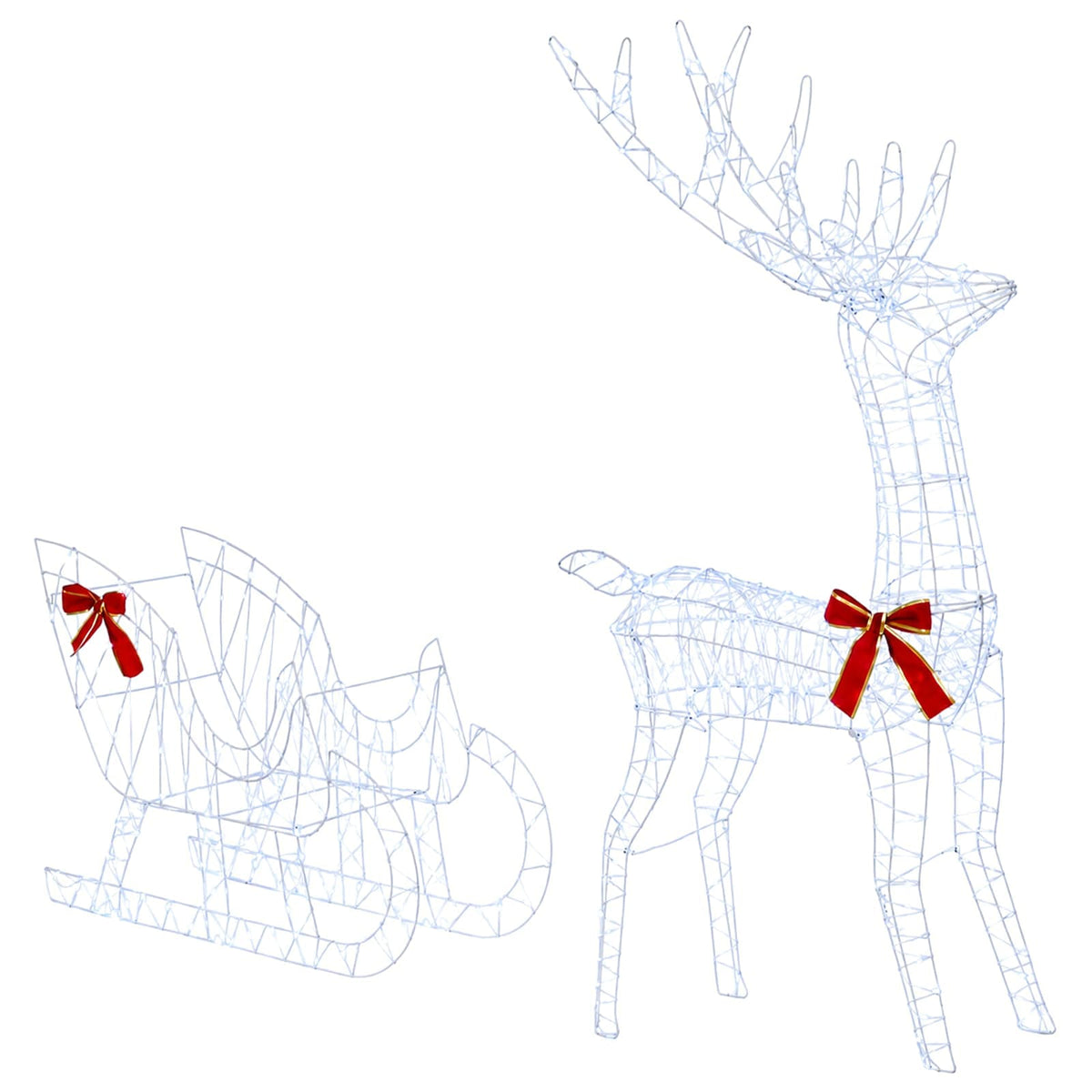 Reindeer Pull Sleigh LOVIISA 2 pcs 450 LEDs Cold White