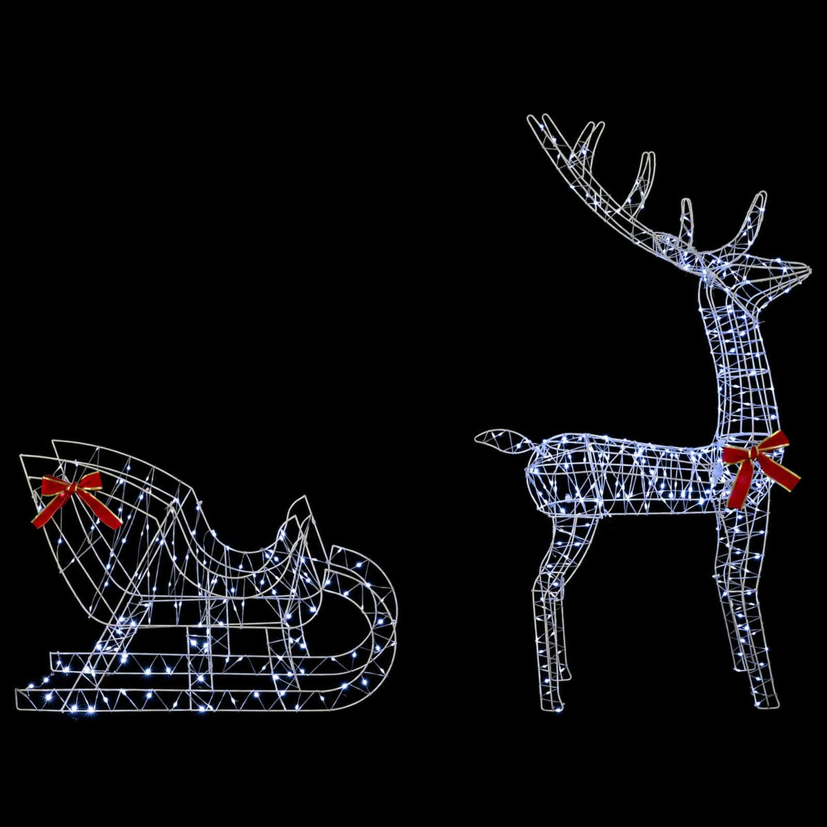 Reindeer Pull Sleigh LOVIISA 2 pcs 450 LEDs Cold White
