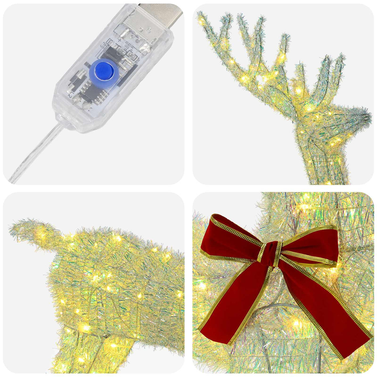 Reindeer Pull Sleigh LOVIISA 2 pcs 200 LEDs Warm White
