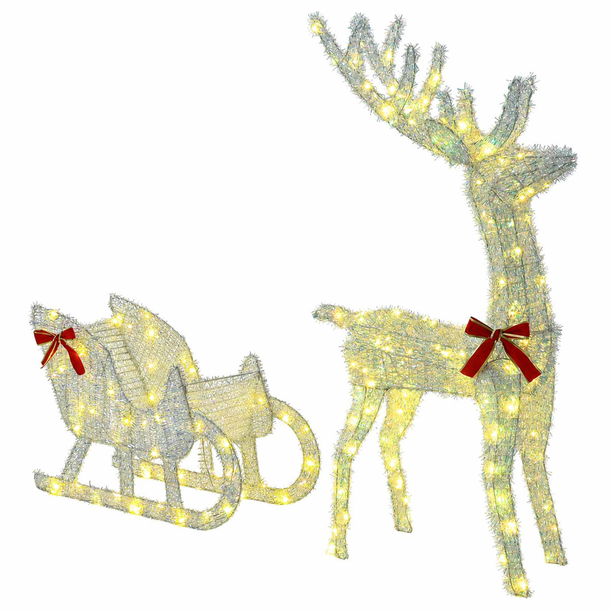 Reindeer Pull Sleigh LOVIISA 2 pcs 200 LEDs Warm White