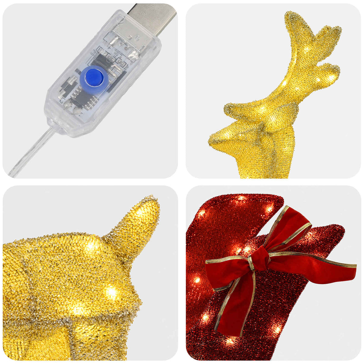 3D Christmas Reindeer with Sleigh LOVIISA 3 pcs 160 LEDs