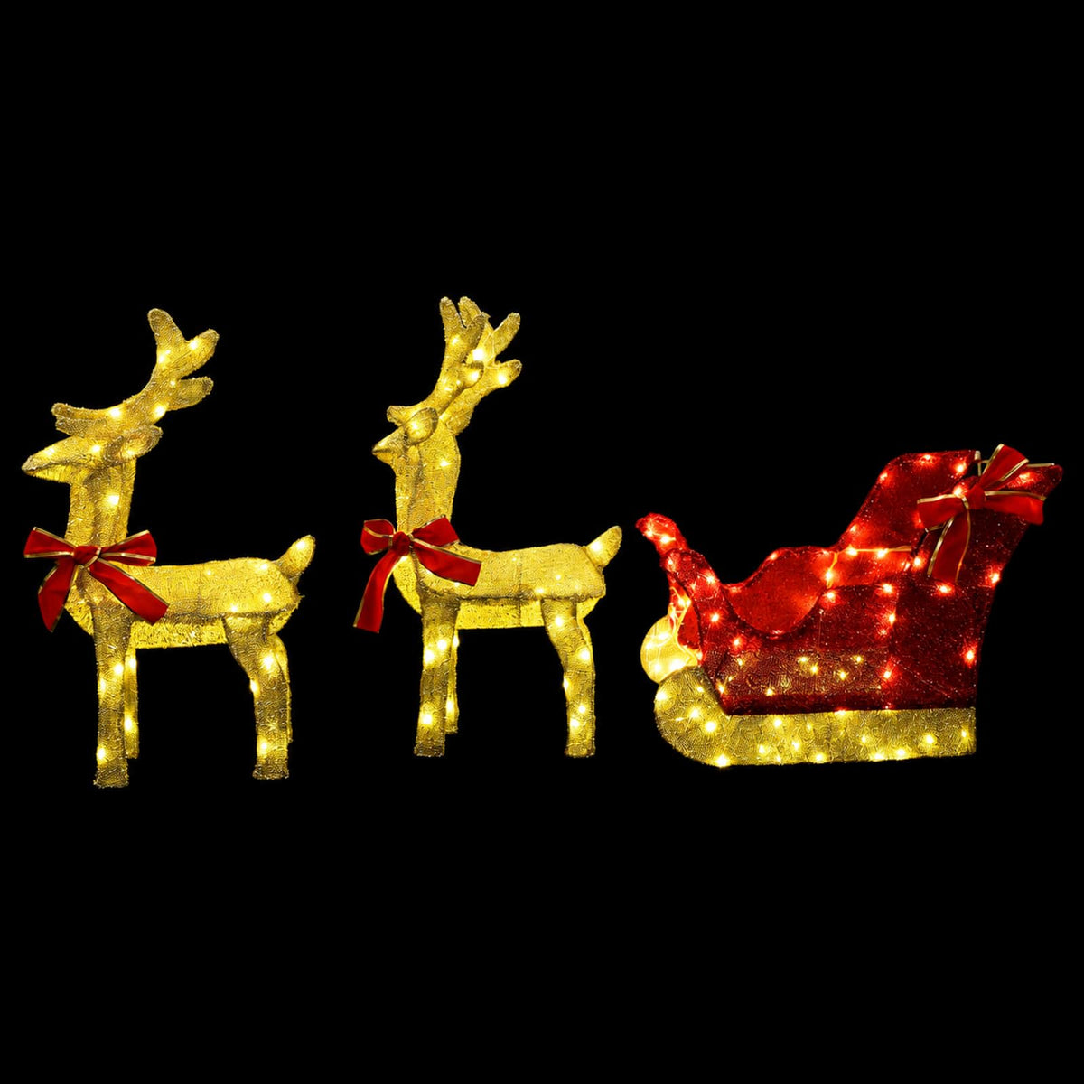 3D Christmas Reindeer with Sleigh LOVIISA 3 pcs 160 LEDs