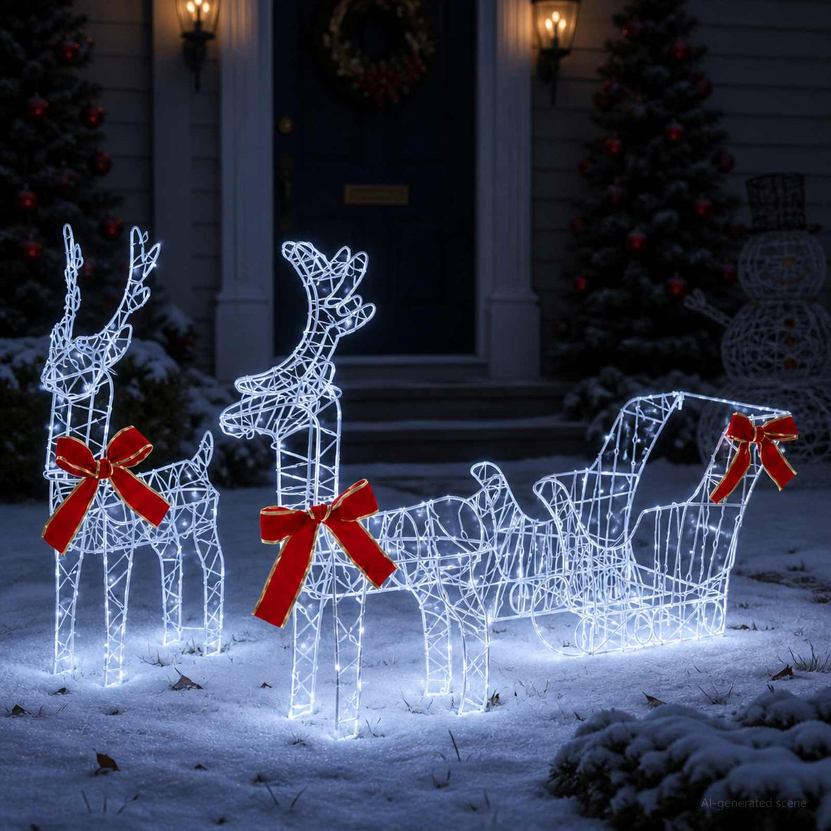 3D Christmas Reindeer with Sleigh LOVIISA 3 pcs 400 LEDs