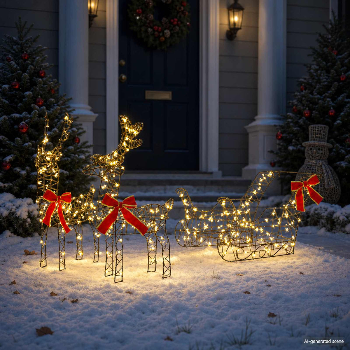 3D Christmas Reindeer with Sleigh LOVIISA 3 pcs 400 LEDs