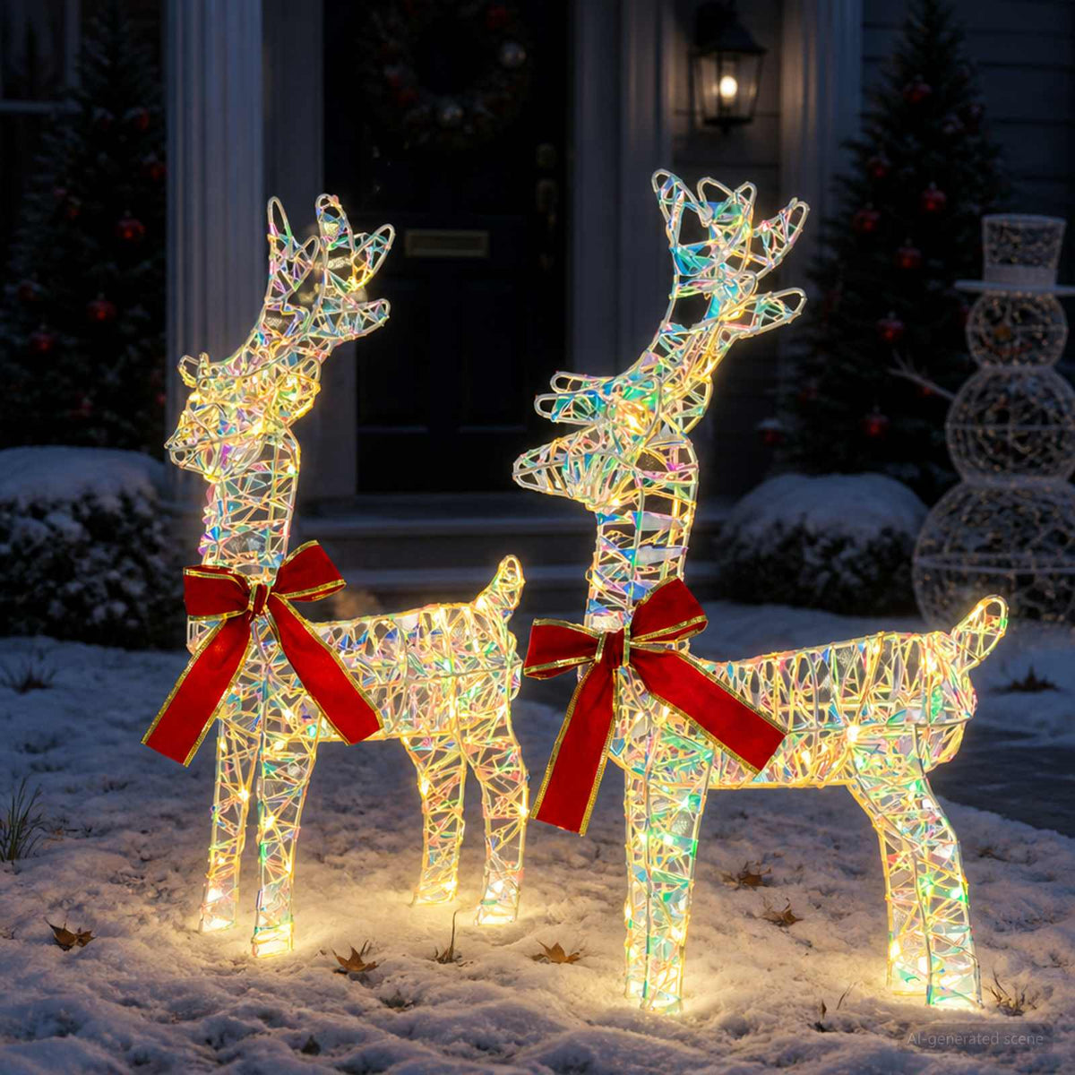 3D Christmas Reindeer LOVIISA 2 pcs 80 LEDs Warm White