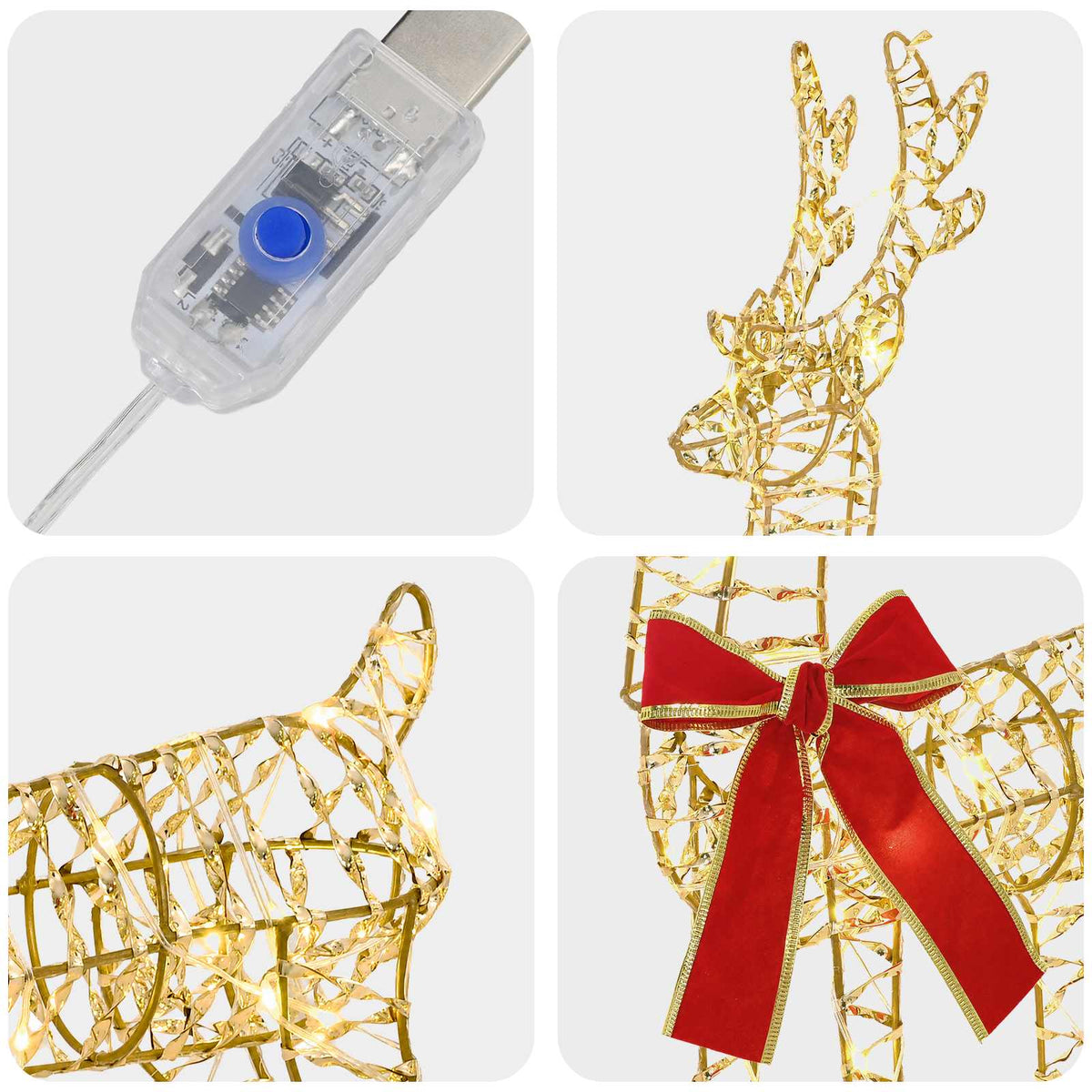 3D Christmas Reindeer LOVIISA 2 pcs 80 LEDs Warm White