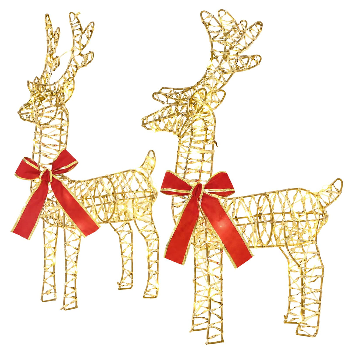 3D Christmas Reindeer LOVIISA 2 pcs 80 LEDs Warm White