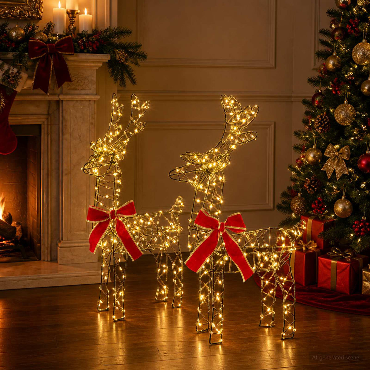 3D Christmas Reindeer LOVIISA 2 pcs 180 LEDs Warm White