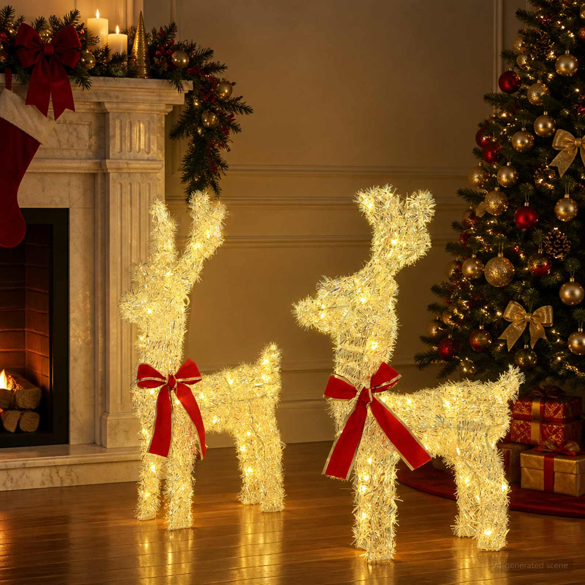 3D Christmas Reindeer LOVIISA 2 pcs 80 LEDs Warm White