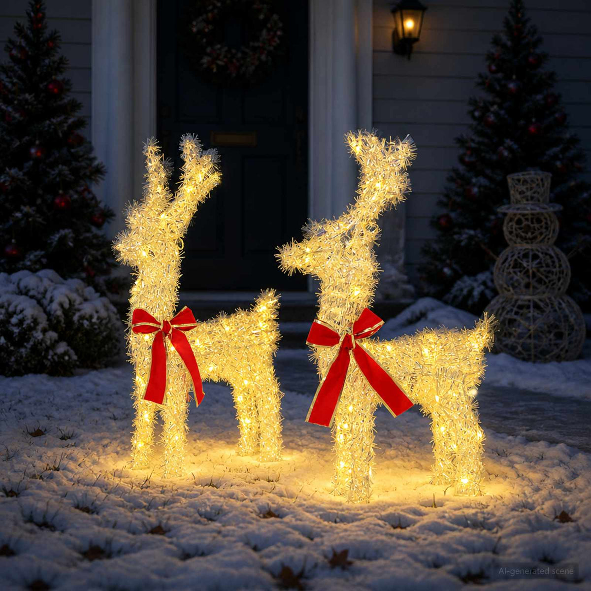 3D Christmas Reindeer LOVIISA 2 pcs 80 LEDs Warm White