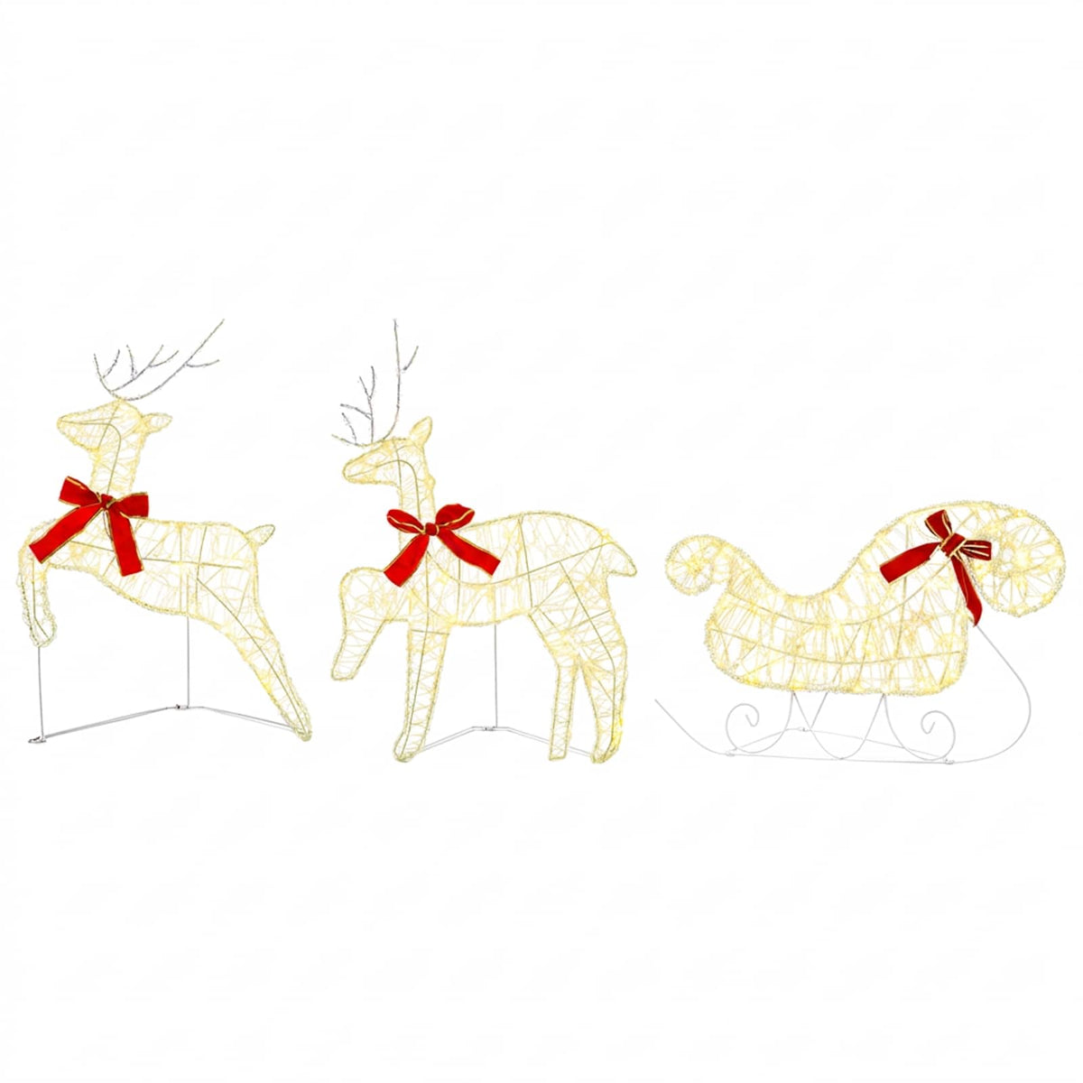 Christmas Reindeer with Sleigh 3 pcs 60 LEDs Warm White