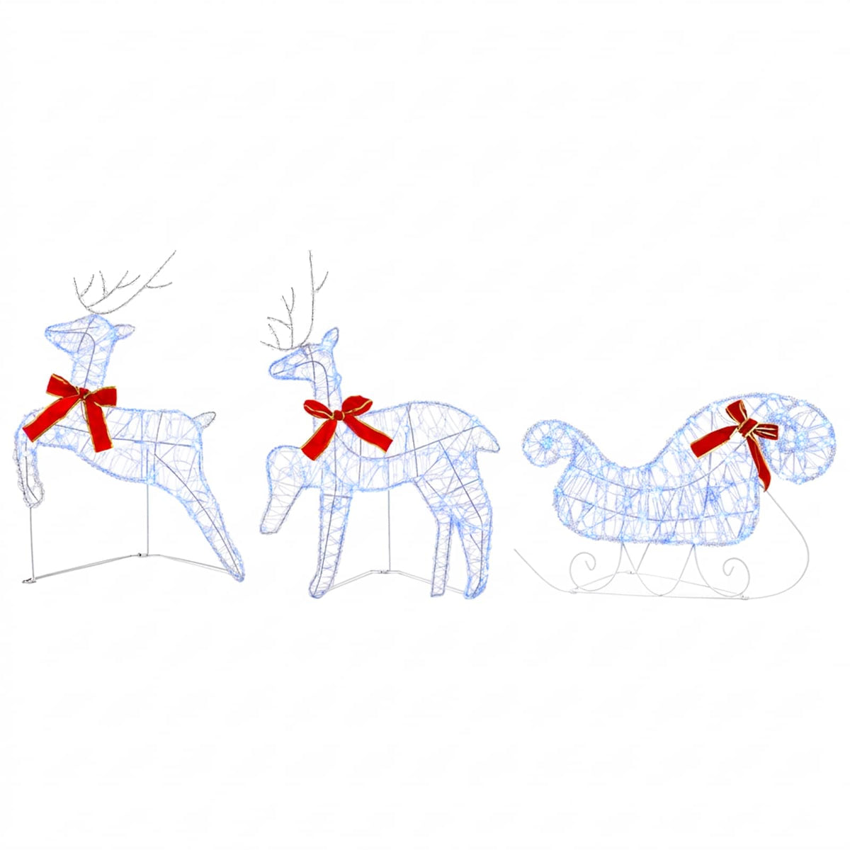 Christmas Reindeer with Sleigh 3 pcs 60 LEDs Blue