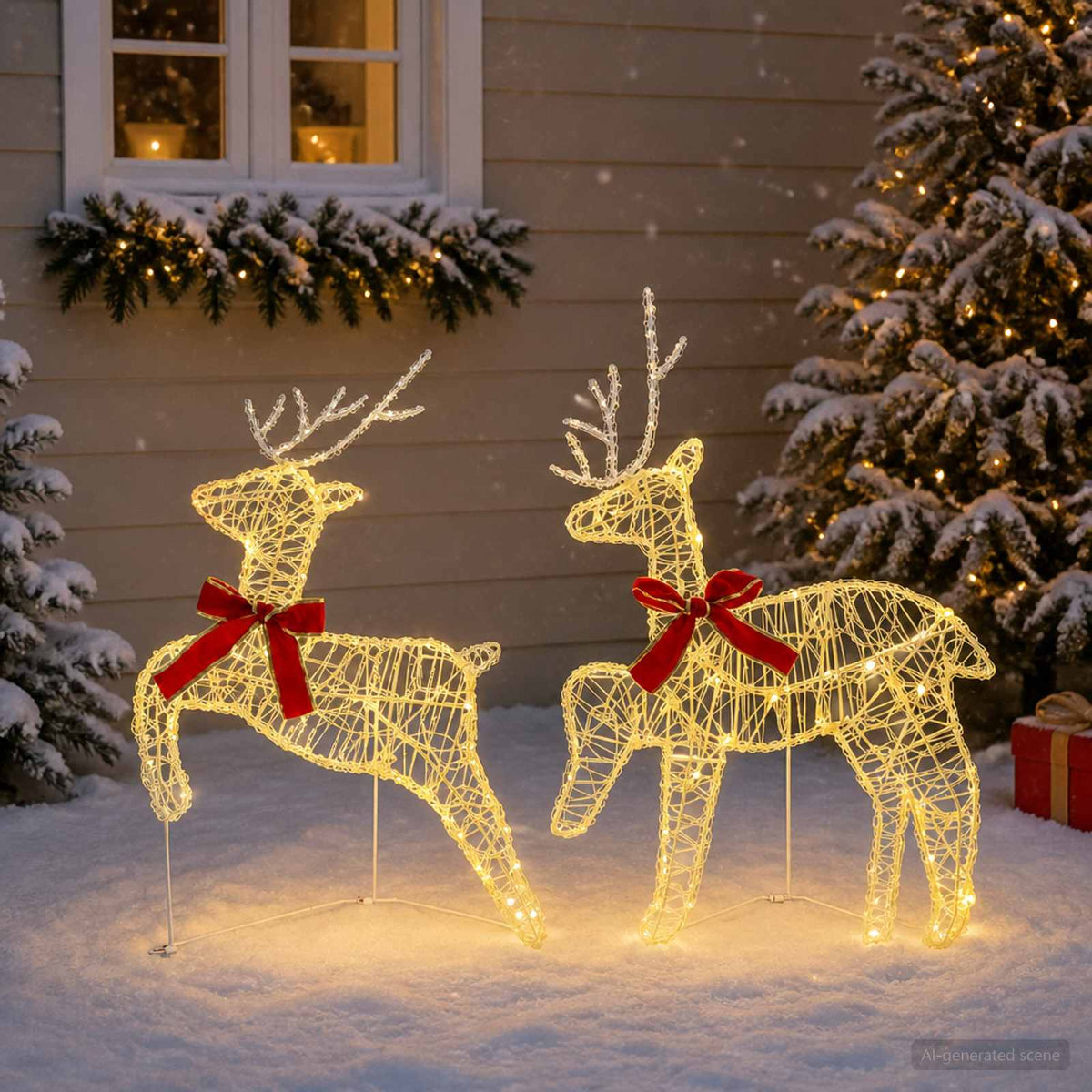 Christmas Reindeer 2 pcs 40 LEDs Warm White 43 x 19 x 65 cm