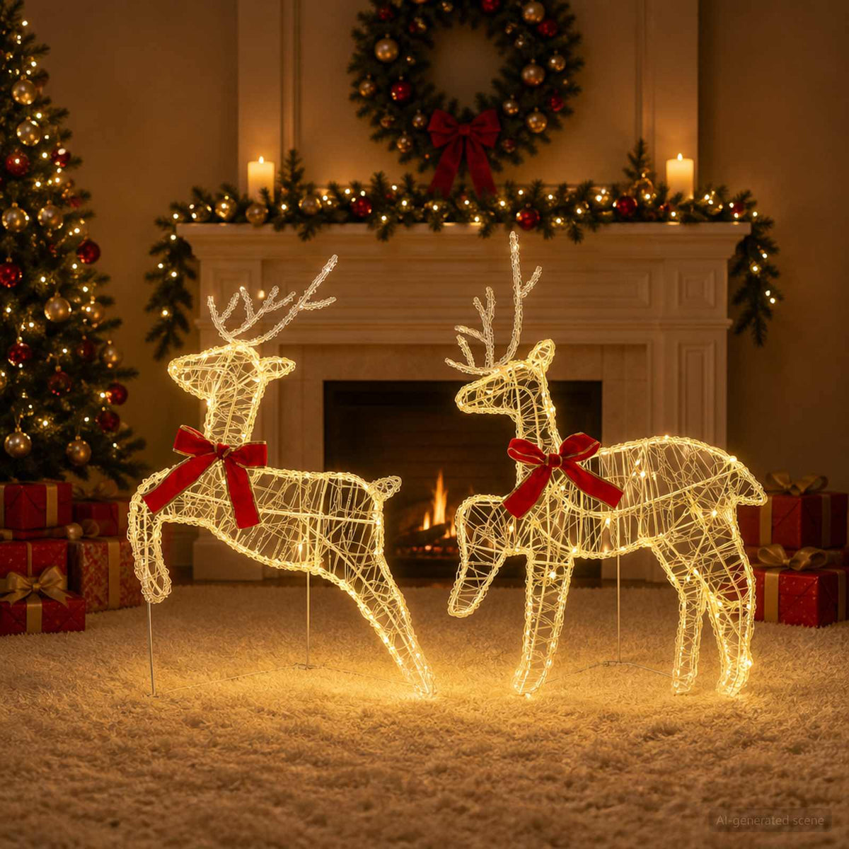 Christmas Reindeer 2 pcs 40 LEDs Warm White 43 x 19 x 65 cm