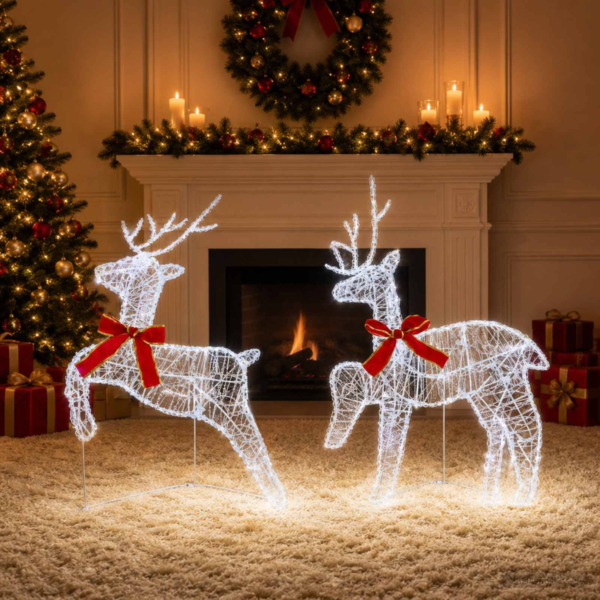 Christmas Reindeer 2 pcs 40 LEDs Cold White 43 x 19 x 65 cm