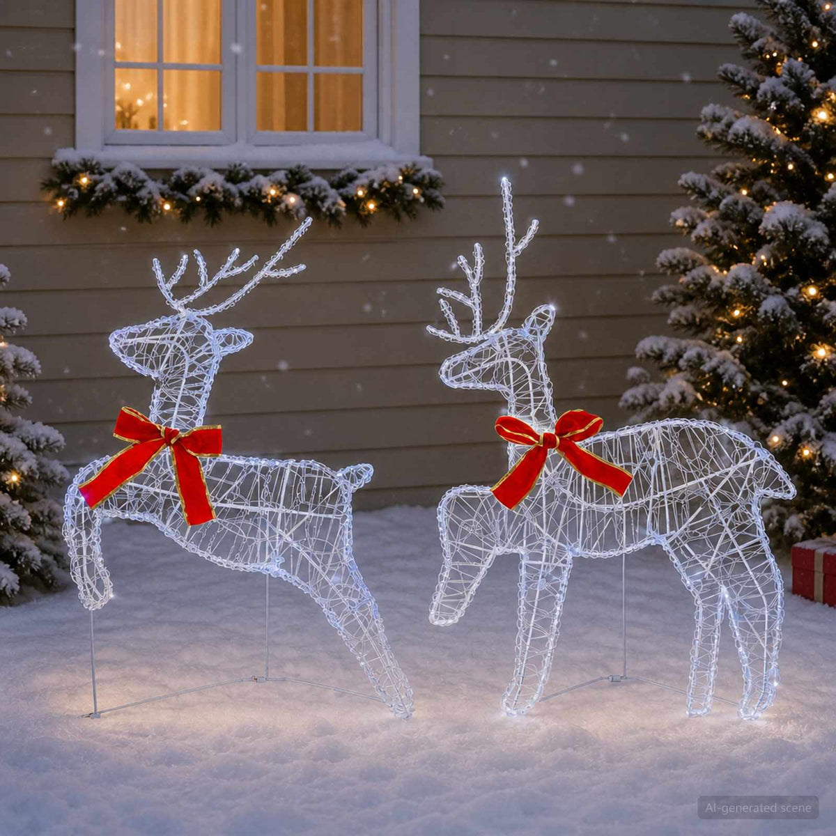 Christmas Reindeer 2 pcs 40 LEDs Cold White 43 x 19 x 65 cm
