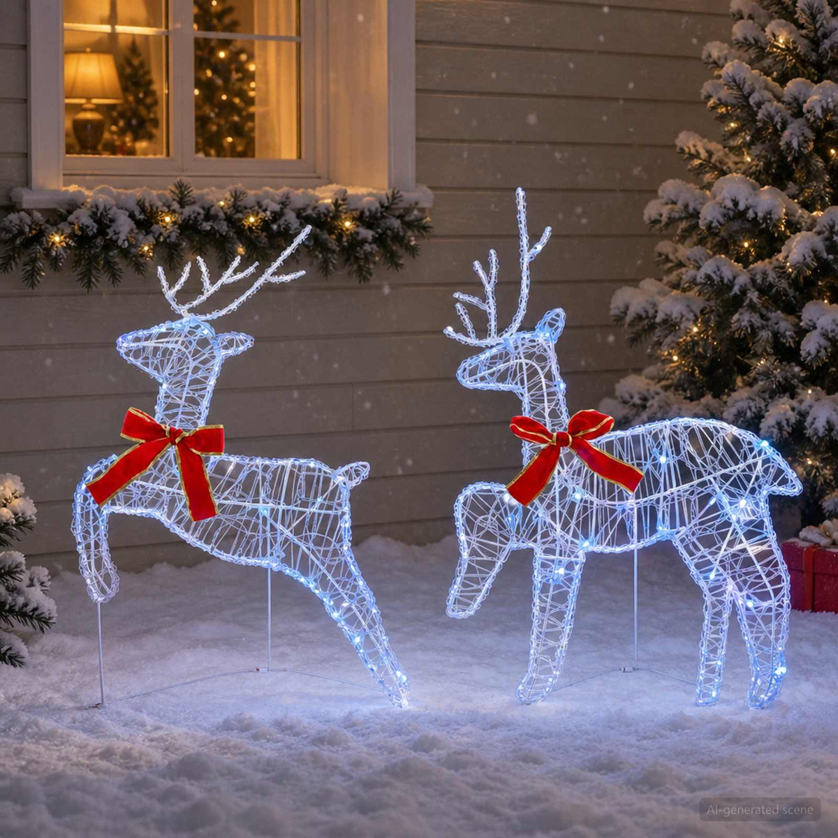 Christmas Reindeer 2 pcs 40 LEDs Blue 43 x 19 x 65 cm