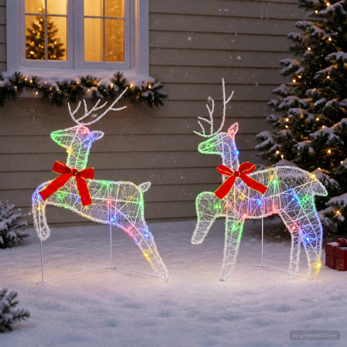 Christmas Reindeer 2 pcs 40 LEDs Multicolour 43 x 19 x 65 cm