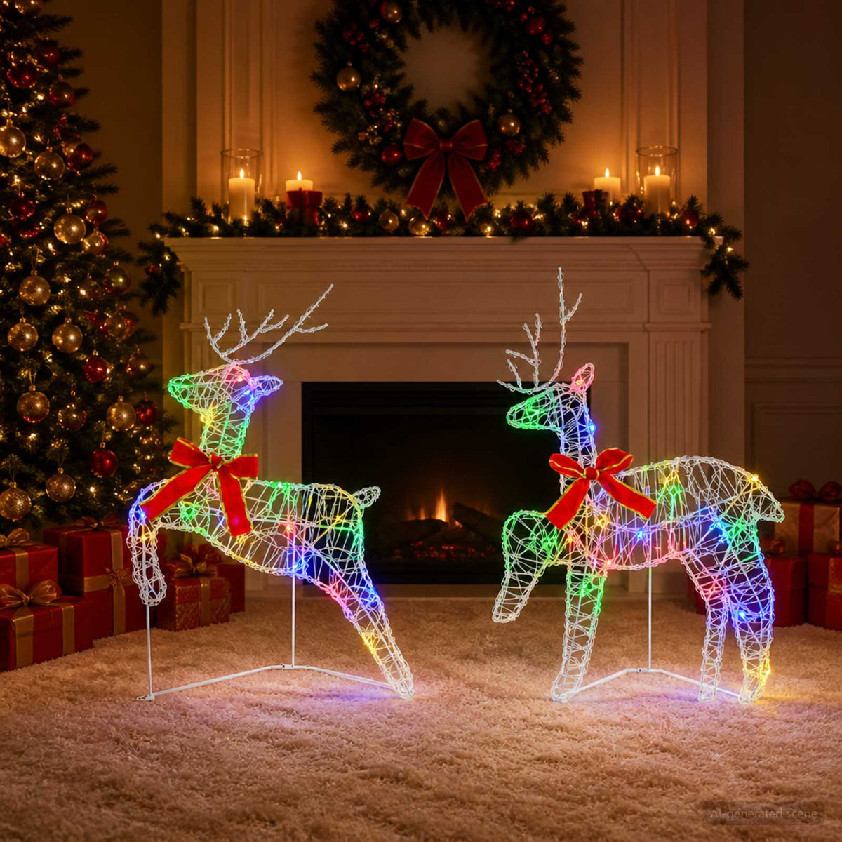 Christmas Reindeer 2 pcs 40 LEDs Multicolour 43 x 19 x 65 cm